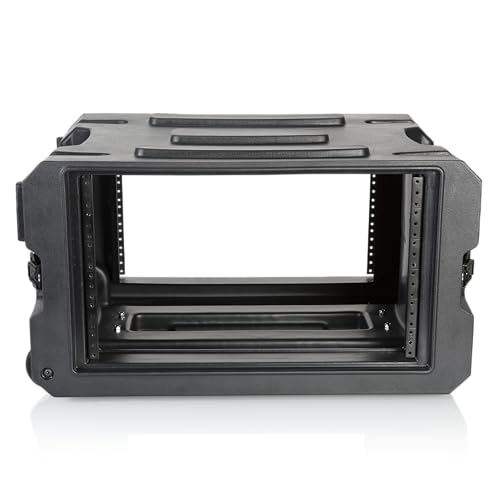 Gator Cases Pro Series 6U Rolling Rack Case with 19" Depth, Tow Handle & Recessed Wheels, Roto Molded Made in USA (G-PROR-6U-19) - size: 6U Rack Space, style: Rolling Rack - 19" Deep