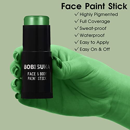 BOBISUKA Green Face Paint Stick, Waterproof Dark Green Eye Black Body Paint Sticks for Sports, Painting Kit for Halloween Makeup Zombie Witch Camo Hulk Cosplay Special Effects SFX Costume - color: Green