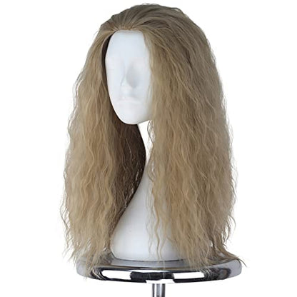 iCos Long Curly Blonde Wig Synthetic Blonde Hair Wig for Women Perfect for Cosplay Parties and Daily Wear - color: Ash blonde