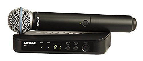 Shure BLX24/B58 Handheld Audio System H10 Band (542–572 MHz) – BLX4 Receiver, BLX2/B58 Handheld Transmitter with Beta 58A Supercardioid Capsule, Up to 14 Hr Battery, 300 ft Range | BLX2/B58 Handheld Transmitter with Beta 58A Supercardioid Capsule, Up to 1