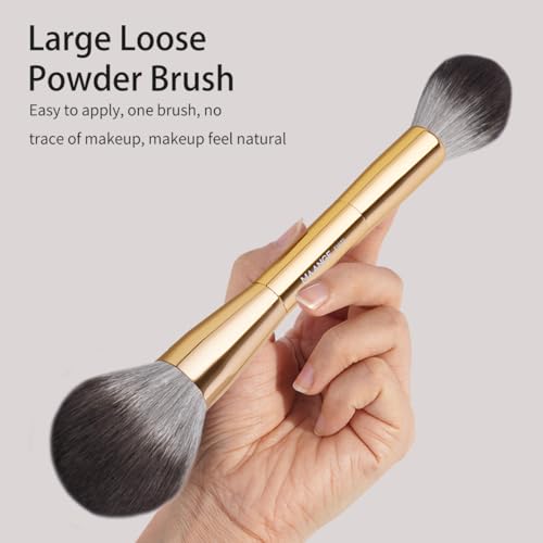 MAANGE 5 PCS Foundation Makeup Brush Set Double-ended Kabuki Mask Contour Brush for Liquid Powder Concealer Cream Cosmetics Blending Makeup Brushes (Gold) - color: Gold - 5Pcs