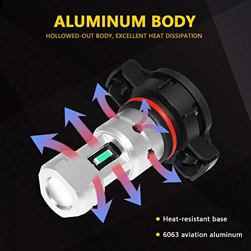 PSX24W 2504 LED Fog Light Bulb, 8000K Ice Blue, 2 Pack | 3800LM Super Bright, 12276 LED Fog Bulb, Daytime Running Lights, for Cars, Non-Polarity - color: Ice Blue