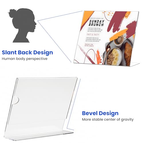 Acrylic Sign Holder 8.5 x 11 Horizontal , Clear Plastic Display Stand for Tabletop, Acrylic Stands for Flyers, Table Paper Holder, Vertical Sign Holder 8.5x11 for Restaurants, Office and School (Slant 6 Pack 11x8.5) - size: Slant 6 Pack 11x8.5