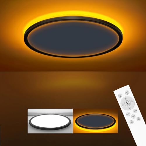 zemty 7 Inch LED Ceiling Light with Night Light 1800K, 3000K/4000K/6500K Dimmable Light Fixtures with Remote Control,12W 1200lm Flush Mount Ceiling Lamp for Bedroom LivingRoom Bathroom Kitchen-Black - color: Black, size: 7in-1Pack