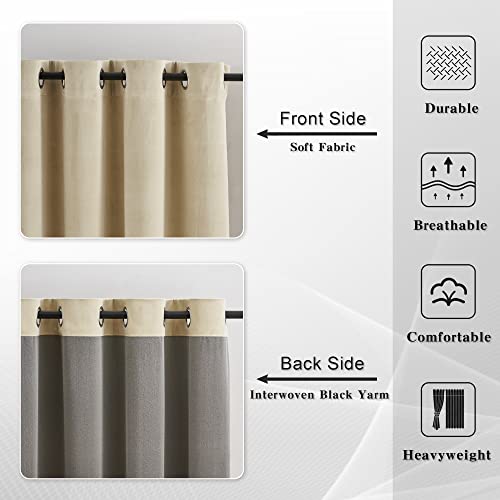 MASWON Velvet Curtains Extra Long 14ft Length, 52" W x 168" L, Beige, Cream | Super Soft and Comfortable, Thermal Insulated, For High Ceiling Living Room Bedroom, Easy to Clean and Maintain, 1 Panel