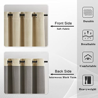 MASWON Velvet Curtains Extra Long 14ft Length, 52" W x 168" L, Beige, Cream | Super Soft and Comfortable, Thermal Insulated, For High Ceiling Living Room Bedroom, Easy to Clean and Maintain, 1 Panel
