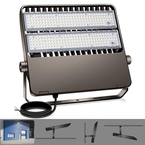 240W LED Stadium Flood Lights Outdoor 36000LM Super Bright | Yoke Wall Mount with Adjustable Bracket Parking Lot Floodlights 5000K 100V-277V Commercial IP65 Waterproof Black Arena Lamp - size: Large/240-1