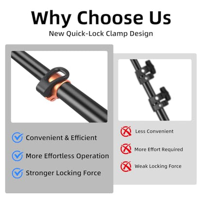 Light Stand with Flip Locks 81in/206cm - 49cm Folded Compact Aluminum Stand, Detachable Center Column, 5kg Capacity, Fits LED Video Lights & Camera Tripod