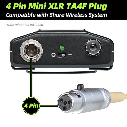 MRSDY Professional Headset Microphone, Compatible with Shure Wireless System, Omnidirectional Condenser Double Over Ear Headworn Mic, 4-Pin Mini XLR, Cable Length 42 Inch (Beige) | Noise Reduction, Clear Sound, Omnidirectional Condenser Double Over Ear He