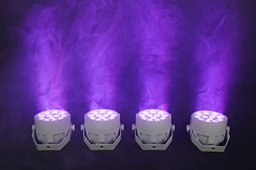 Rockville RockPAR TRI White LED RGB Compact Par Can DJ Wash Light, 2-Pack | Remote Included, Sound Activated, Strobe, Color Mixing, Daisy Chain, 12 Tri-Color LEDs, 7 DMX Channels, 16.7 Million Colors