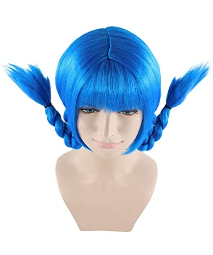 HPO Bavarian Double Braided Wig, Breathable Capless Cap, Premium Handcrafted Wig, Designed for comfort fit, flame retardent synthetic fiber (Blue) - color: Blue