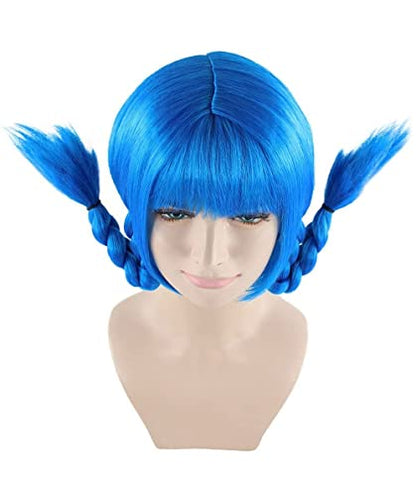 HPO Bavarian Double Braided Wig, Breathable Capless Cap, Premium Handcrafted Wig, Designed for comfort fit, flame retardent synthetic fiber (Blue) - color: Blue
