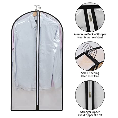 Clear Garment Bags for Hanging Clothes Storage 4" Gusset Suit Bags for Closet Storage Bags Dust Covers for Clothes Sweater Bags Garment Cover Clothes Protector 24"x 40"x 4", 5 Pack - size: 4in-5P