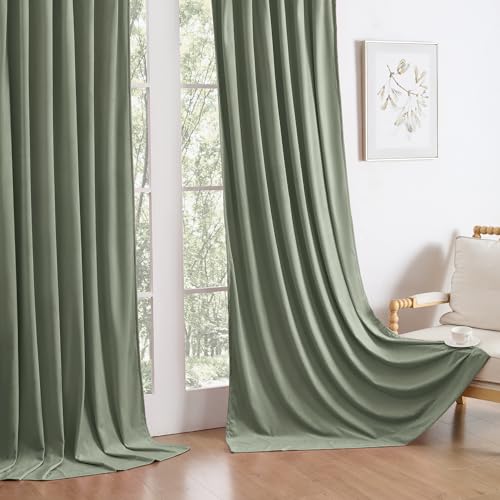 Manyshofu Sage Green Velvet Curtains, 2 Panels Blackout 52x96 | Luxurious Velvet Feel, Thermal Insulated Noise Reducing, Dual Back Tab And Rod Pocket Hanging, Machine Wash Fade-Resistant - color: Sage Green, size: 52"W x 96"L (Pack of 2)