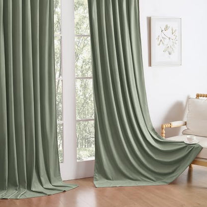 Manyshofu Sage Green Velvet Curtains, 2 Panels Blackout 52x96 | Luxurious Velvet Feel, Thermal Insulated Noise Reducing, Dual Back Tab And Rod Pocket Hanging, Machine Wash Fade-Resistant - color: Sage Green, size: 52"W x 96"L (Pack of 2)