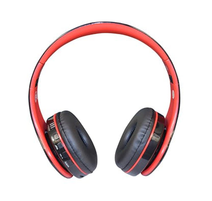Hybrid Noise Cancelling Headphones, Wireless Bluetooth Over-Ear, Black with Color Accents, Built-in Mic, HiFi Stereo Sound, Foldable Design- Headset (Red) - color: Red