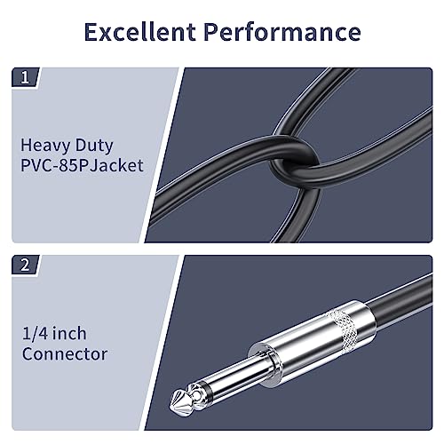 2 Pack 33 feet (10M) 1/4" to 1/4" Speaker Cables, 12 AWG Professional 6.35mm to 6.35mm Stereo Audio Cable Heavy Duty Cord Wire Guitar Speaker Cable - size: 33 ft, style: 1/4" to 1/4" end