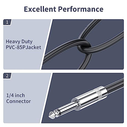 2 Pack 33 feet (10M) 1/4" to 1/4" Speaker Cables, 12 AWG Professional 6.35mm to 6.35mm Stereo Audio Cable Heavy Duty Cord Wire Guitar Speaker Cable - size: 33 ft, style: 1/4" to 1/4" end