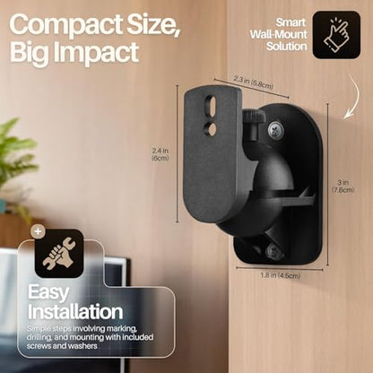 TNP Universal Satellite Speaker Wall Mount Bracket Ceiling Mount Clamp with Adjustable Swivel and Tilt Angle Rotation for Home Theater Surround Sound System Satellite Speakers - 6 Pack, Black - color: Black, size: 6 Pack