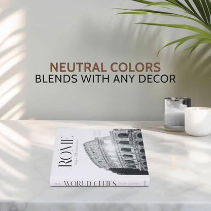 Rome Decorative Books for Coffee Table - Designer Faux/Fake Books for Decoration - Enhance Your Coffee Table, Mantle & Bookshelf Decor - Book Decor Aesthetic Collection - Real Blank Pages Inside - style: Rome