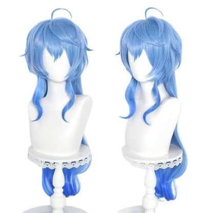 Blue Long Wave Secretary Role Cosplay Wig Heat Resistan Synthetic Fiber Hairs for Uniex Adult Halloween Christmas Cos Anime Party Replacement Wigs - color: Blue Long Wave