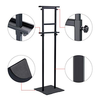 Eocnrhe Heavy Duty Banner Stand with Non-slip Mat Base, Adjustable Pedestal Poster Stand Up to 82 inches, Double Side Show Sign Stand, Connected Show Floor Standing Sign holder for Outdoor Display