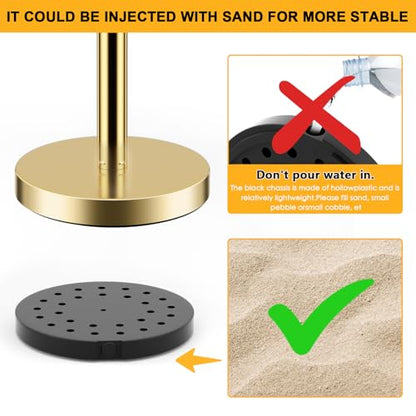 LOVMOR Stainless Steel Stanchion Post, 5 FT Red Carpet Ropes and Poles, 4 pcs Gold Stanchions with Red Rope, Hollow Base and Velvet Ropes Safety Barriers Set, Carpet Runner for Party - color: Gold-4pack