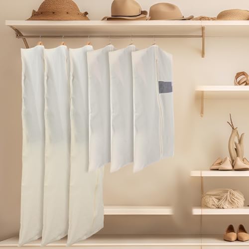Aliceset 6 Pcs 40'' and 65'' Cotton Garment Bags for Hanging Clothes Canvas Suit Bags for Clothes Coats Jackets Shirts Closet Storage Travel Gusseted Hanging Garment Cover - size: 40 inches 65 inches