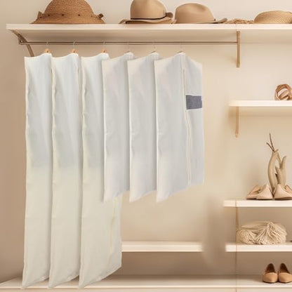 Aliceset 6 Pcs 40'' and 65'' Cotton Garment Bags for Hanging Clothes Canvas Suit Bags for Clothes Coats Jackets Shirts Closet Storage Travel Gusseted Hanging Garment Cover - size: 40 inches 65 inches