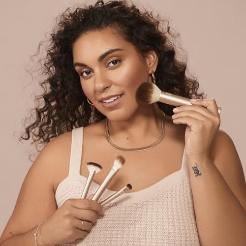 Real Techniques 9 Piece Au Naturale Makeup Brush Set, For Liquid, Cream, & Powder Eyeshadow, Foundation, Blush, Bronzer & Contour, Travel Friendly Brushes, Gift Set, Cruelty-Free Bristles (Pack of 8) - size: 9 Piece Set (Pack of 8), style: Au Naturale, 9