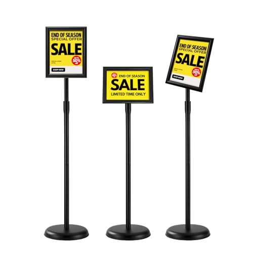 sign holder stand, floor standing sign poster stand for display, heavy duty pedestal signage stand for diplay menu advertising (Black, 8.5×11) - size: 8.5×11