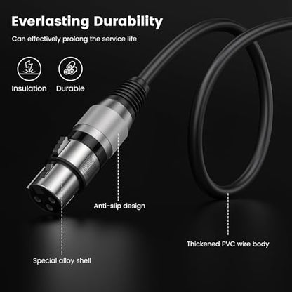 MOSWAG XLR Female to 1/4 Male Microphone Cable Quarter Inch to XLR Cable | 3 Pin Shielded Microphone Cord 24K Gold Plated OFC Shielding Compatible with Mixer Power Amp Sound Console Studio Recording - size: 16.4 ft