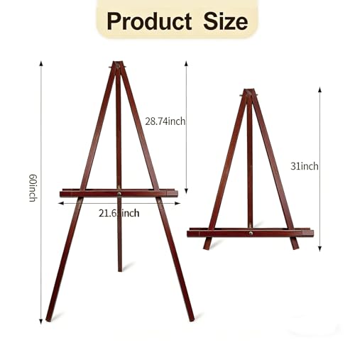 Wooden Easel Stand for Sign, 60" Portable Painting Easel, Adjustable Poster Stand with Tripod Easel, Wedding Easel Standing for Welcome Sign Stand (Brown) - color: Brown
