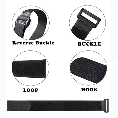 12 Pack(16x1 Inch) Reusable Fastening Cable Straps,Cinch Straps | Adjustable Multi-Purpose Hook and Loop Straps with Buckle,Nylon Cable Ties,Cord Ties Organized Tidy for Wire Cable Management - size: 16'' x 1'' (Black)