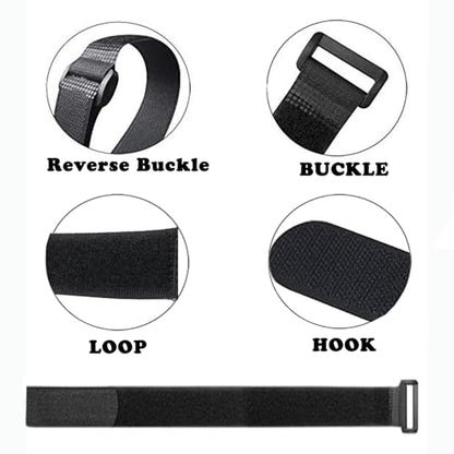 10 Pack(20x1 Inch) Reusable Fastening Cable Straps,Cinch Straps | Adjustable Multi-Purpose Hook and Loop Straps with Buckle,Nylon Cable Ties,Cord Ties Organized Tidy for Wire Cable Management - size: 20'' x 1'' (Black)