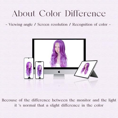 Aida ble Long Wavy Lavender Purple Wig for Women 26inch Middle Part Wig | Natural Looking Synthetic Hair,Suitable for Daily Wear,Party,Halloween and Cosplay,Beginner-friendly,Lightweight and soft - color: Purple One piece