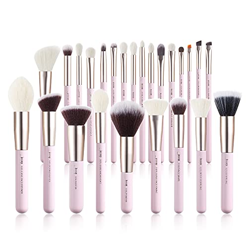 Jessup Makeup Brushes Set Professional, 25PCS Pink Premium Natural Powder Foundation Eyeshadow Blending Concealer Blusher Highlight Labeled Brushes, T290 - color: Blushing Bride