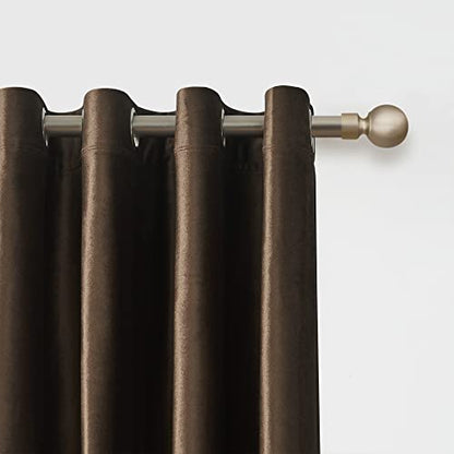 BULBUL Velvet Brown Blackout Curtains 90 inch Long for Living Room - color: Brown, size: 52"W x 90"L (Pack of 2)