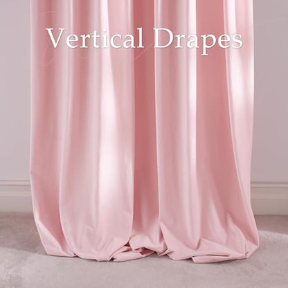 NICETOWN Baby Pink Velvet Room Darkening Curtains 96 inch Long - color: Baby Pink, size: 52"W x 96"L (Pack of 2)