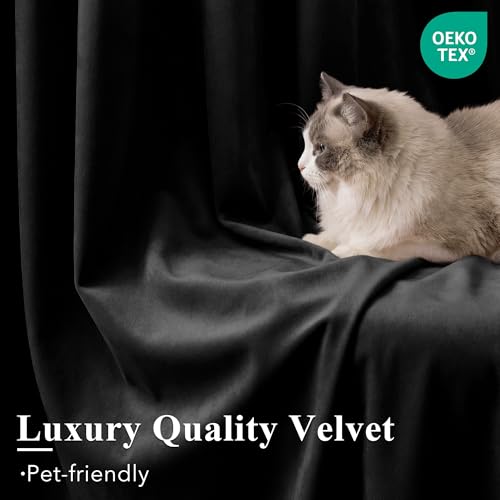 StangH Blackout Black Velvet Curtains for Home Theater, W42 x L90, 2 Panels - color: Black, size: 42"W x 90"L (Pack of 2)