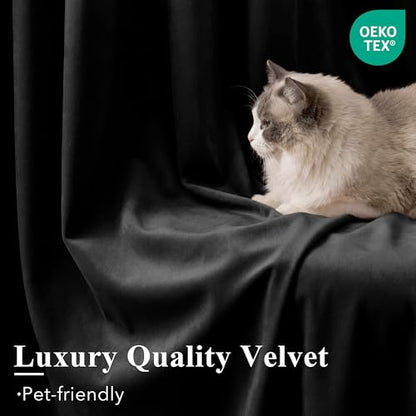 StangH Blackout Black Velvet Curtains for Home Theater, W42 x L90, 2 Panels - color: Black, size: 42"W x 90"L (Pack of 2)