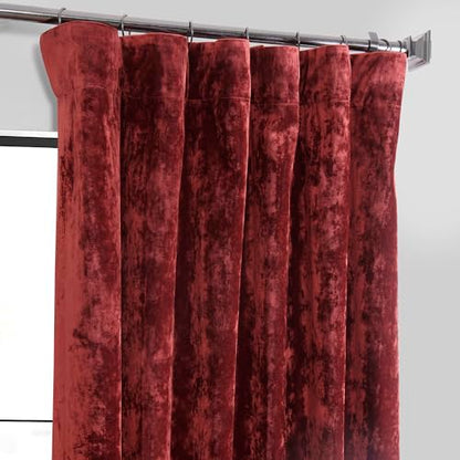 HPD Half Price Drapes Lush Crush Velvet Curtains - Room Darkening Curtain 84 Inches Long for Bedroom & Living Room, Luxury Look, Rod Pocket Design, (1 Panel), 50W x 84L, Ruby Red - color: Ruby Red, size: 50"W x 84"L (Pack of 1)
