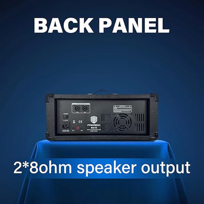 PRORECK Delta 126 2000W Bluetooth PA Speaker System with 6-Channel Powered Mixer, 2 12-Inch Passive Speakers, Stands, Reverb Effects, 15V Phantom Power. Perfect for DJs, Bands, Karaoke, Live Events - size: 12"+6 channel mixer