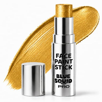 Blue Squid PRO Metallic Gold Face Paint Stick - Waterproof Gold Body Paint Adults Eye Black Baseball, Eyeblack Softball -Hypoallergenic Twist-Up Non-Toxic Makeup Stick Cosplay, Sports & SFX - color: Metallic Gold