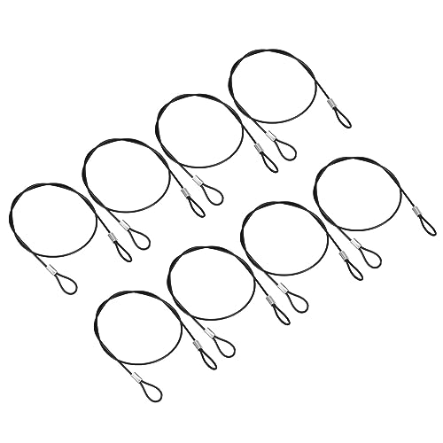 PATIKIL 1.6Ft Safety Cable Lock, 12 Pack Stainless Steel 2mm Dia Security Wire Rope with Double Loop for Stage Lighting Luggage Lock Black - size: 1.6 Ft