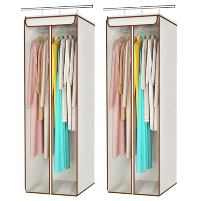 Univivi Garment Bags for Hanging Clothes, Cloth Bag 54 In, 2 PCS, Beige - color: Beige, size: 54"-2PCS