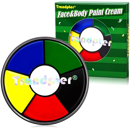 6 Color Face Paint Wheel for Soccer Game – Waterproof Face Body Paint Cream, Portable Design with Red White Blue Yellow Green Black, Hypoallergenic Non-Toxic for Soccer Fans Game Day Tailgate