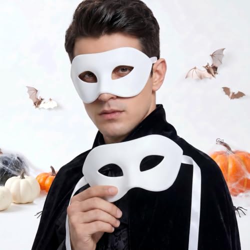 2 Pcs Men's Masquerade Mask Halloween Venetian Mask Half Face Ball Prom Make up for Cosplay Accessories Costume Party - color: White