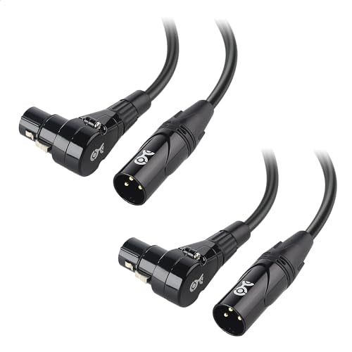 Cable Matters 2-Pack Right Angle XLR Microphone Cable, 10ft | Oxygen-Free Copper (OFC), Right Angle Mic Cord, Black - size: 10ft