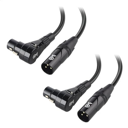Cable Matters 2-Pack Right Angle XLR Microphone Cable, 10ft | Oxygen-Free Copper (OFC), Right Angle Mic Cord, Black - size: 10ft